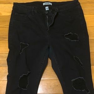 Black distressed jeans